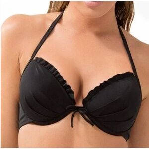 Victoria's Secret Push Up Ruffle Black Bikini Swim Top 34A